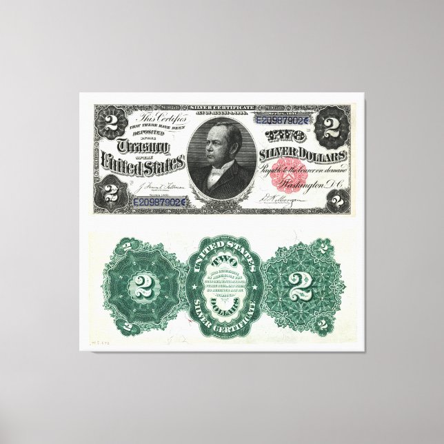 $2 Banknote Silver Certificate Series 1891 Leinwanddruck (Vorderseite)