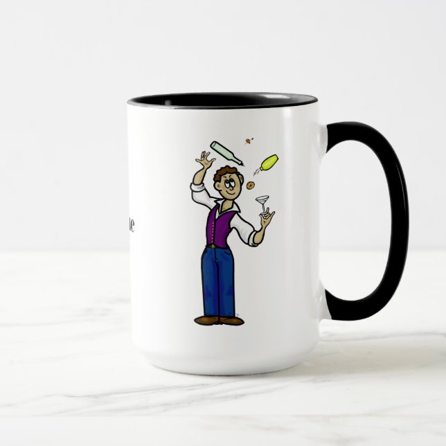 2 Barkeeper männlicher Cartoon Tasse Name hinzufüg (Rechts)