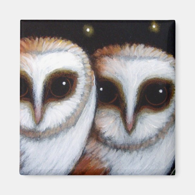 2 BARN OWLS Magnet (Vorne)