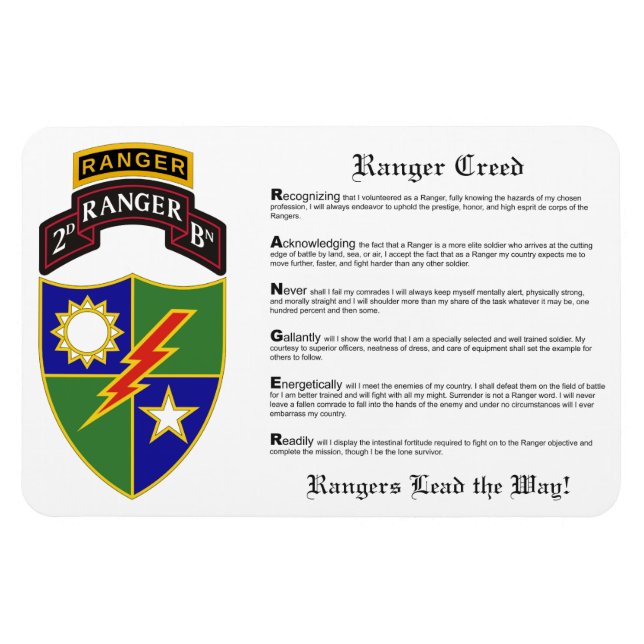 2. Bataillon - 75. Ranger mit Tab Magnet 4x6 (Horizontal)