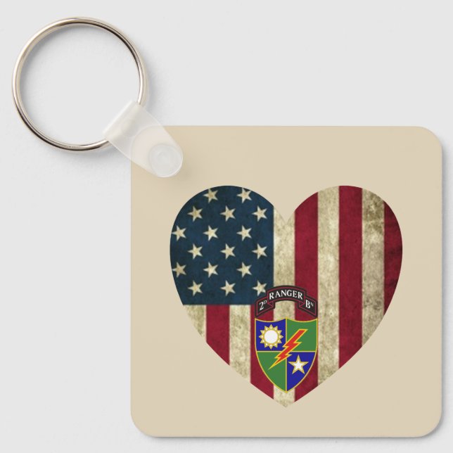 2. Bataillon 75. Ranger Reg American Heart Flag Schlüsselanhänger (Vorderseite)