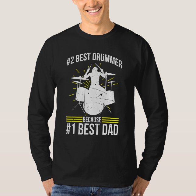 2 Bester Drummer wird 1 Bester Vater Drummer T-Shirt (Vorderseite)
