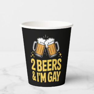 2 Biere & ich bin schwul Lustiger LGBTQ Stolz Verb Pappbecher