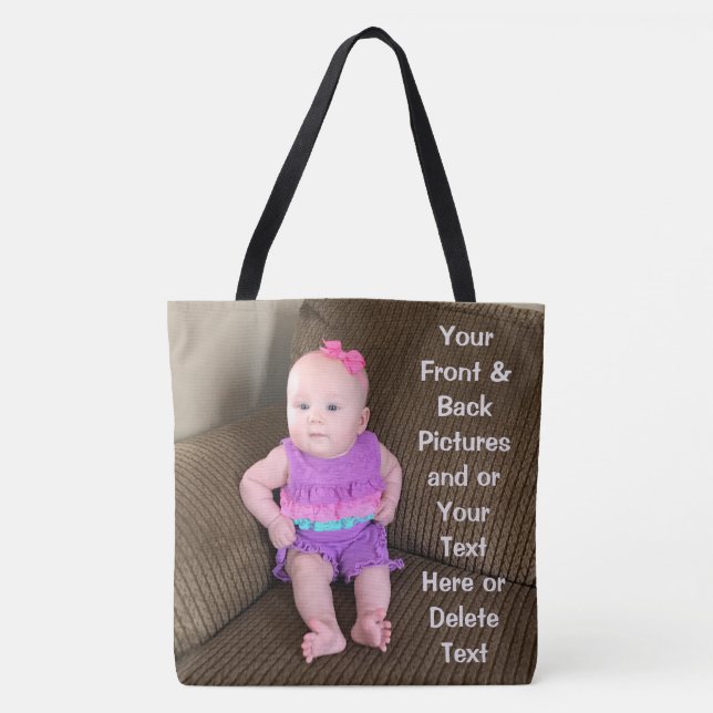 2 Bilder und Ihr Text auf personalisierten Tasche (Vorderseite)