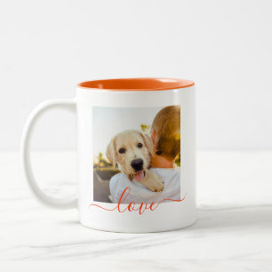 2 Bildvorlage Doppelseitige Liebe Text Orange Zweifarbige Tasse