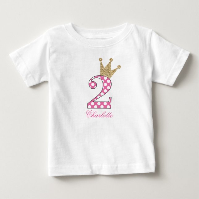 2. Birthday|Polka Dots|Glitter-Print Baby T-shirt (Vorderseite)