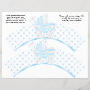 2 Blaue Kutsche Baby Personalisierte Cupcake-Verpa Flyer