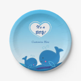 2 Blue Whales Baby Dusche Party Teller