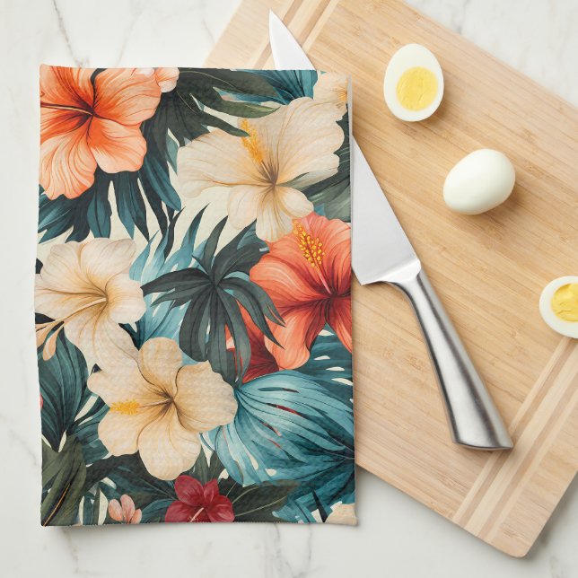 #2 Blumenmuster Geschirrtuch (Viertel Falte)