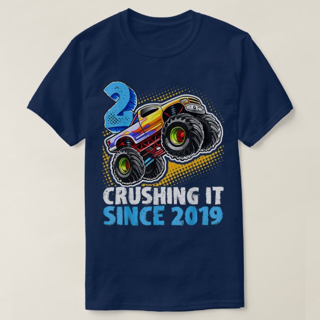 2 Breushing it Seit 2019 Monster Truck 2. Birthda T-Shirt (Design vorne)