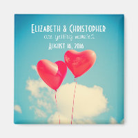 2 Bright Red Heart Shaped Ballons Save the Date