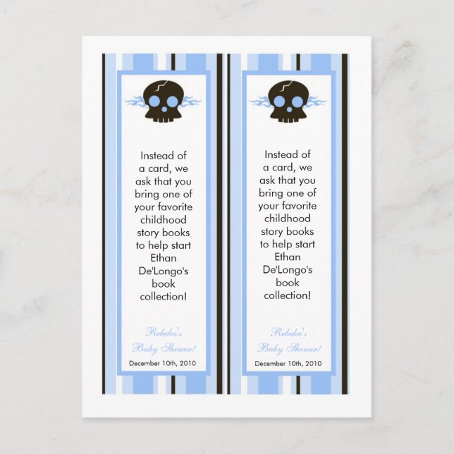 2 Buch Marks Boy Blue Punk Rocker Skull Crossbones Einladungspostkarte (Vorderseite)