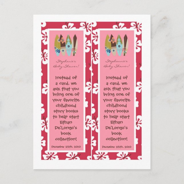 2 Buch Marks Pink Hawaiian Luau Tropical Einladungspostkarte (Vorderseite)