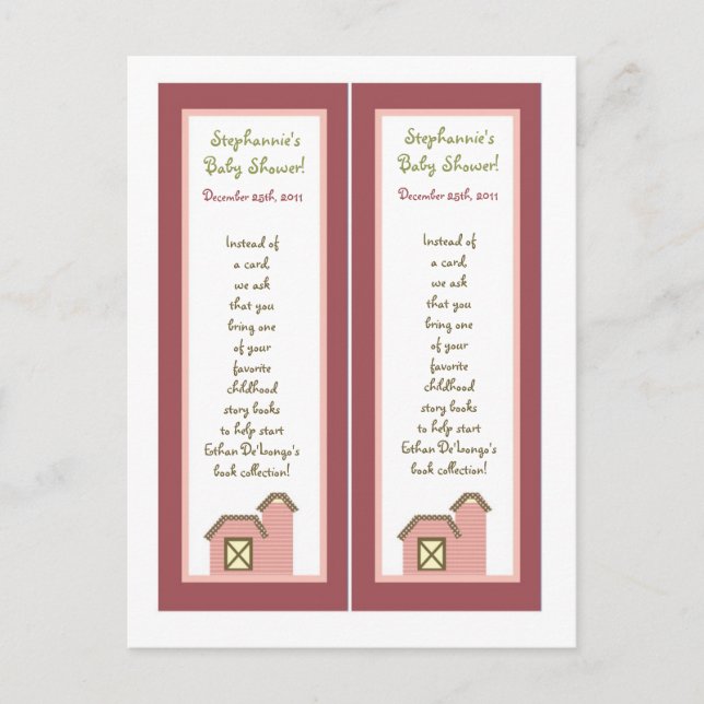 2 Buchmarken Abbys Farm Pink Girly Barn Animal Cow Einladungspostkarte (Vorderseite)