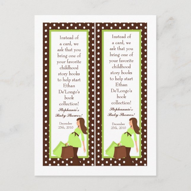 2 Buchmarken Grüne Mod Mama Polka Dots Einladungspostkarte (Vorderseite)