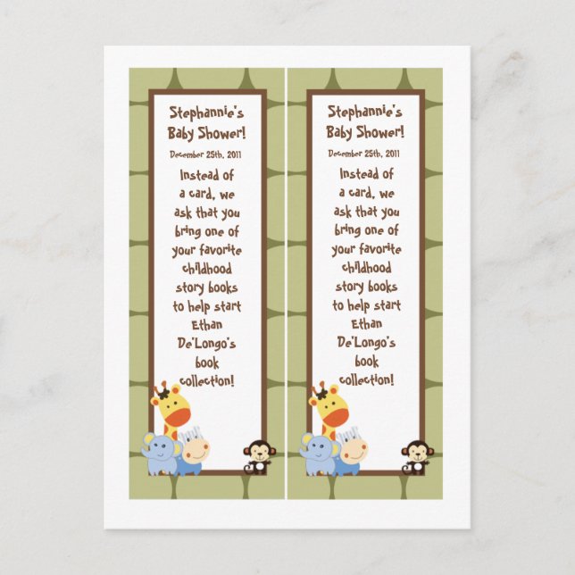 2 Buchmarken Jungle Play Einladungspostkarte (Vorderseite)