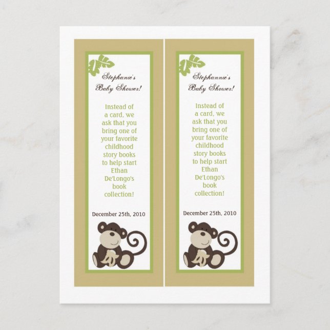 2 Buchmarken Monkey Time Zoo Animal Einladungspostkarte (Vorderseite)