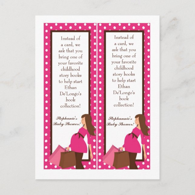 2 Buchmarken Rosa Mod Mama Polka Dots Einladungspostkarte (Vorderseite)