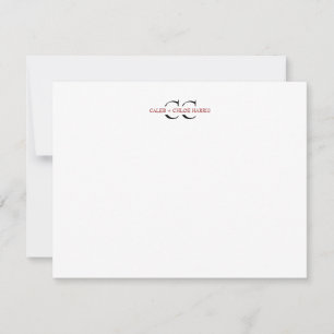 2-Buchstaben-Monogramm Paarinitialen Hochzeit Rot Mitteilungskarte