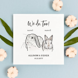 2 Bunnies Zeichnend Wir tun zu Hochzeit Serviette