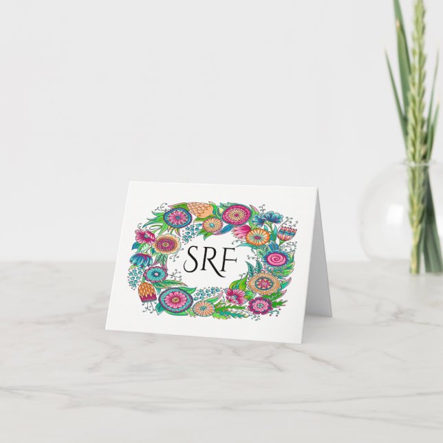 2 Carte Pretty Floral Monogram (Devant)