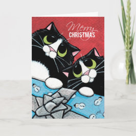 2 chats de smoking et une carte de Noël actuelle