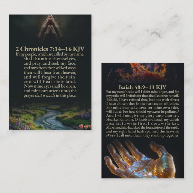 2. Chronik 7:14-16 und Jesaja 48:9-13 KJV Karte (Vorne/Hinten)