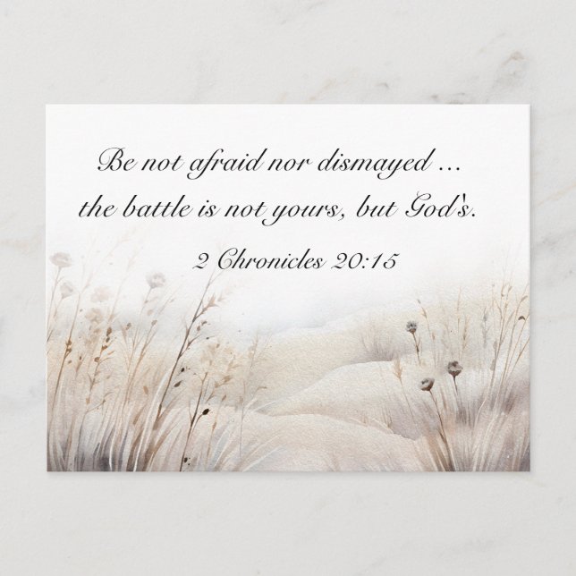 2 Chroniken 20:15 Die Schlacht ist Gottes Bibelver Postkarte (Vorderseite)