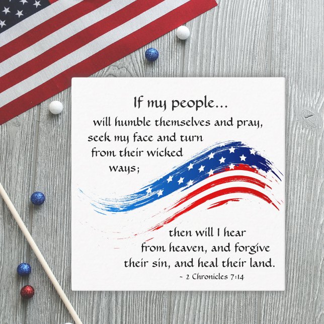 2 Chroniken 7:14 Bibelamerikanische Flagge Christl Quadratische Visitenkarte (Von Creator hochgeladen)