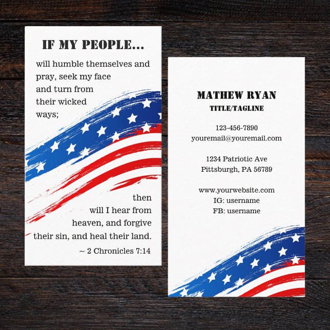 2 Chroniken 7:14 Bibelamerikanische Flagge Christl Visitenkarte (Von Creator hochgeladen)