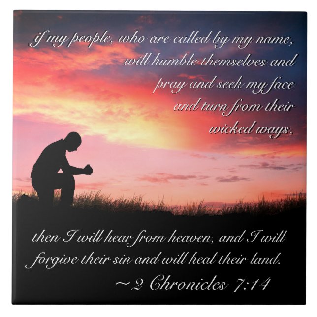 2 Chroniken 7:14 Bibelverse, wenn mein Volk betet Fliese (Vorderseite)