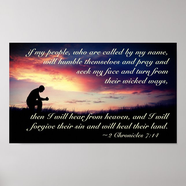 2 Chroniken 7:14 Bibelverse, wenn mein Volk betet Poster (Vorne)