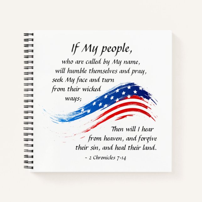 2 Chroniken 7:14 Wenn My People die Flagge der USA Notizbuch (Vorderseite)