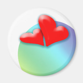 2 Coeurs dansant pour la Saint Valentin Magnet ron