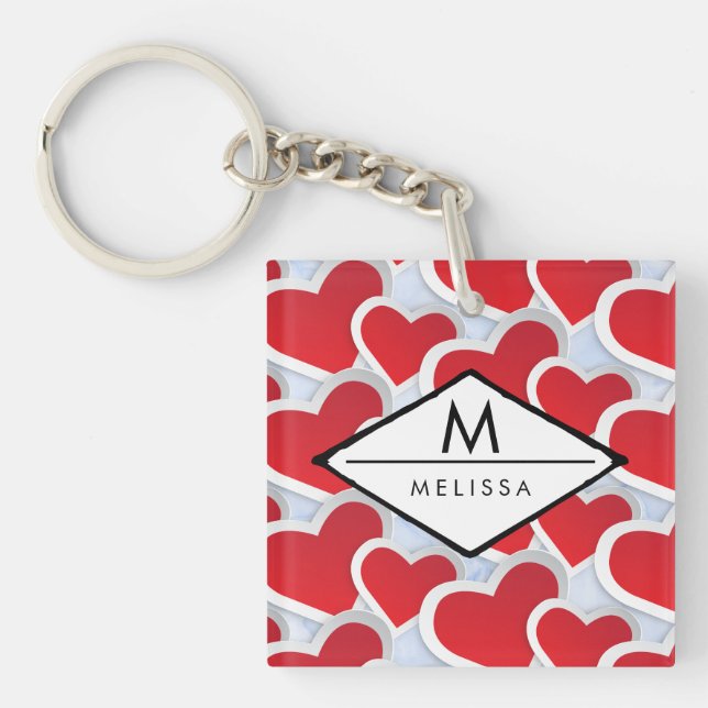 2 Coeurs rouges Répéter Motif Cute Personnalisé (Devant)