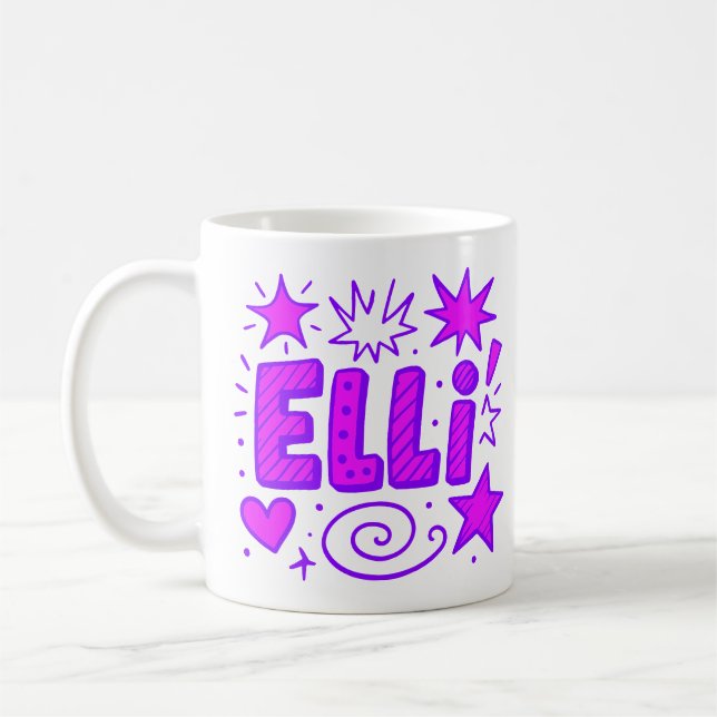 2 Color Ellie 2 - Doodles Kaffeetasse (Links)
