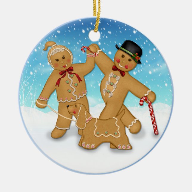 2 Côté -1er Noël Pain d'épices Ornement de la fami (Devant)