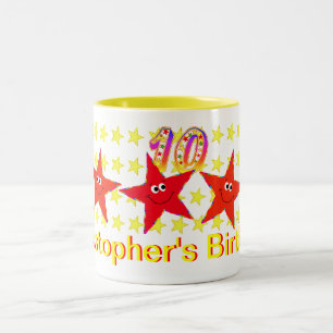 2 Couleurs 10ème tasse de fête d'anniversaire d'étoile rou