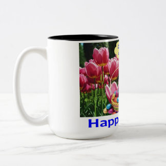 2 Couleurs 15 oz de tasse à deux tons. Joyeux Pâques. alpaga/