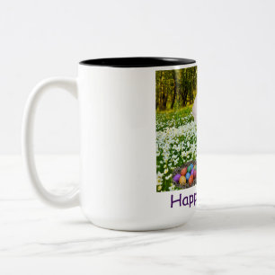 2 Couleurs 15 oz de tasse à deux tons. Joyeux Pâques. klipspr