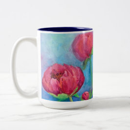 2 Couleurs Alaskan Peonies tasse de café 15oz