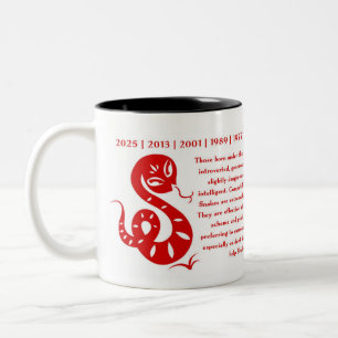 2 COULEURS ANNÉE CHINOISE DE ZODIAQUE DE LA TASSE DE SERPENT