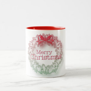 2 Couleurs Artisan rouge vert de Noël couronne café tasse