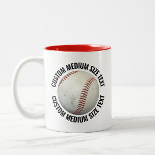 2 Couleurs Baseball & Texte Moyen RED Tasse 330ml Personnalis