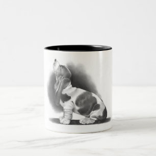 2 COULEURS BASSET HOUND : RÉALISME DE CRAYON : TASSE