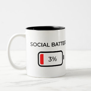 2 Couleurs Batterie sociale 3% - Tasse à café