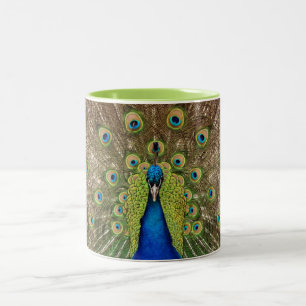 2 Couleurs Belle tasse de paon et d'impression de plumes