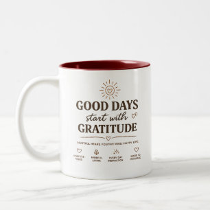 2 Couleurs Belles Journées Commencent Avec Gratitude Tasse Po