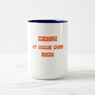 2 Couleurs Boire à vos risques et périls Tasse de café rétro