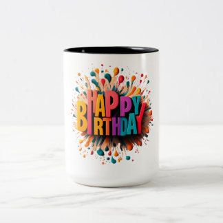 2 Couleurs BONJOUR D'ANNIVERSAIRE Tasse à deux tons